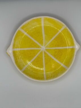 Ceramic Hand Painted Lemon Citrus Trinket Fruit Plate